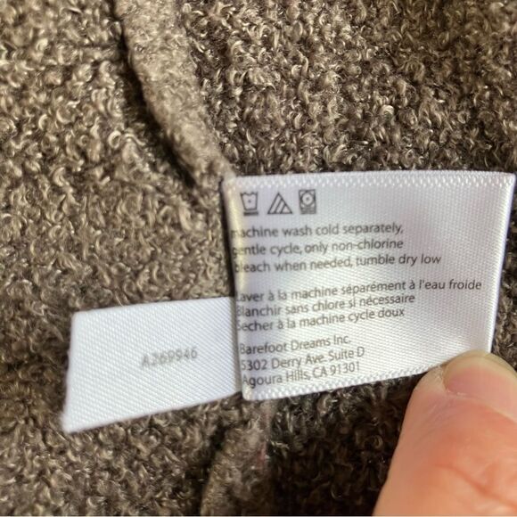 Barefoot Dreams Brown Bamboo Ruffle Long Knit Wrap Cardigan Sweater Small Medium - Picture 7 of 7